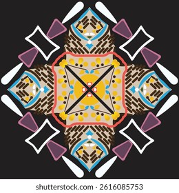 Ethnic pattern. Abstract kaleidoscope fabric design texture for background