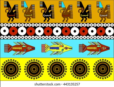 Ethnic pattern of American Indians: the Aztecs, the Mayans, the Incas. Vector illustration


