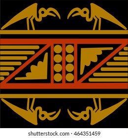 Ethnic pattern of American Indians: Aztecs, Mayans, Incas. Andean condor. Drawing in the Mexican style. Vector illustration.