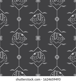 Ethnic pattern animal concept with line art style