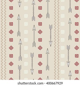 Ethnic pattern with arrows, seamless vector illustration