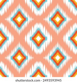 ethnic pattern art pattern Seamless geometric pattern of Ikat tribe in tribal, Indian style. Design for background, wallpaper, illustration, fabric, clothing, rug, textile, batik, embroidery