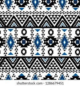 Ethnic pattern. Aztec geometric background. Hand drawn navajo fabric. Modern abstract wallpaper. Abstract seamless geometric pattern with variety of shapes in aztec