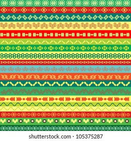 ethnic pattern background with colored motifs
