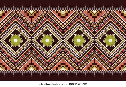 ethnic pattern background Design for carpet,wallpaper,clothing,wrapping,batik,fabric,Vector illustration embroidery style.