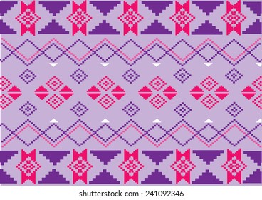 Ethnic pattern background in violet and pink colors, vector illustration 