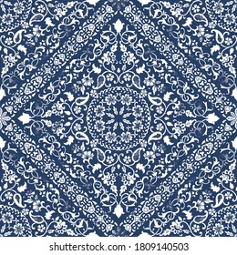 Ethnic pattern or bandana print in indian style. Indian floral paisley medallion pattern. Ethnic Mandala ornament. Can be used for textile, greeting card.