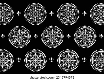 Ethnic pattern. Bandana Print. Silk neck scarf or kerchief. Design for Saree, Patola, Sari, Dupatta, textile, Clothing. Tile pattern. Geo print. Bohemian style. Fashion. Vector.