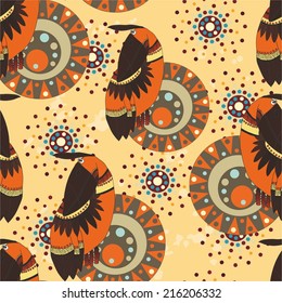 ethnic pattern with bird. vector