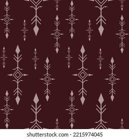 Ethnic pattern Bohemian vintage style Seamless pattern Ikat on Red brown background Aztec African Indian Indonesian for fabric print cloth dress carpet curtains rug Sarong 