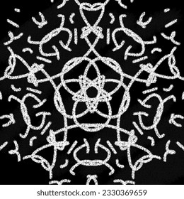 Ethnic pattern with chalk brush and black background from chalk graffiti removed