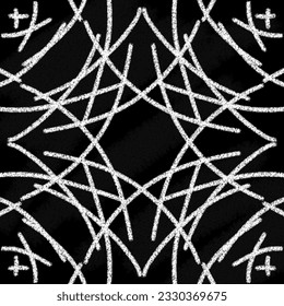 Ethnic pattern with chalk brush and black background from chalk graffiti removed
