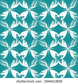 ethnic pattern with check seamless in green background for fabric