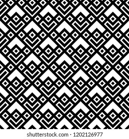 Ethnic pattern. Chevrons, diamonds ornament. Curves, rhombuses backdrop. Folk wallpaper. Tribal motif. Embroidery background. Ancient mosaic. Digital paper, textile print design. Seamless abstract