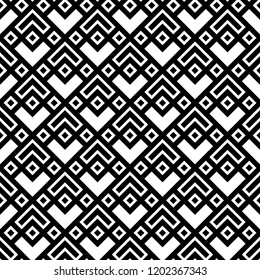 Ethnic pattern. Chevrons, diamonds ornament. Curves, rhombuses backdrop. Embroidery background. Folk wallpaper. Tribal motif. Ancient mosaic. Digital paper, textile print design. Seamless abstract.