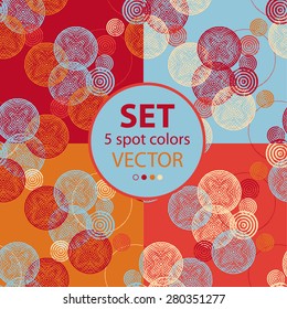 The ethnic pattern of circles.Vector.The halftone circles.The image to be printed slips.5 colors.Harvesting for fabric and wrapping paper.
