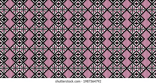 ethnic pattern collection Geometric designs in vintage tones for printed fabrics, shirts, woven fabrics, digital paper, wrapping paper, covers, wallpaper, cushion patterns, decorations, seamless