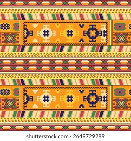 um padrão étnico com designs coloridos