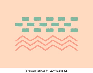 Ethnic pattern concept. Colorful oriental ornament with geometric shape, line and zigzag. Traditional African design element for logo, wallpaper and fabric printing. Cartoon flat vector illustration
