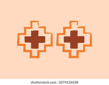 Concepto de patrón étnico. Ornamento oriental colorido con formas geométricas, signos abstractos y contornos. Elemento de diseño tradicional africano para logos y alfombras. Dibujo vectorial plano de dibujos animados