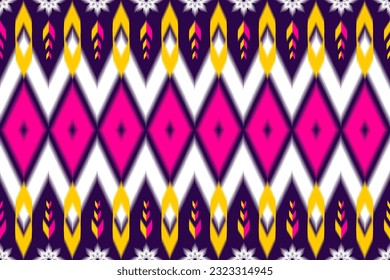 Diseño de patrones étnicos para tela, alfombra, abstracto, papel pintado, impresión. Ikat diseña un hermoso patrón impecable.