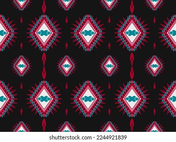ethnic pattern design. Geometric green -Red,Ethnic design silk, tapestry, wrapping paper, background graphics, sarong fabric seamless pattern, Vector illustration