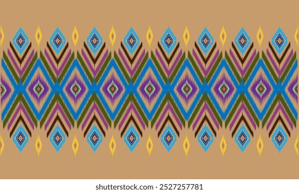 Diseño de patrón étnico geométrico ikat tela Alfombra azteca chevron Fondo de pantalla textil decoración bordado tradicional tribal turco africano indio abstracto fondo marrón