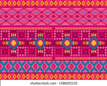 Ethnic Pattern Design Pink Background or Wallpaper, Fabric.