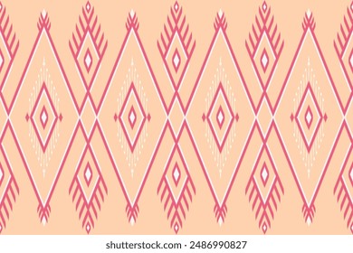 the ethnic pattern design red line on rose color for fabric printing , vector illustration