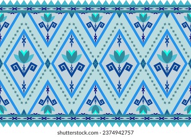Ethnic pattern design, repeat and seamless, geometric and floral element, for textile, wallpaper, carpet or other.

