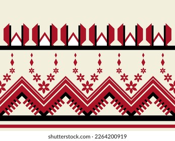 Se utilizan diseños de patrones étnicos, gráficos de patrones étnicos, formas geométricas y flores para tejer, alfombra, papel pintado, ropa, envoltura, batik, tela, ilustración de estilo bordado, ikat abstracto étnico 