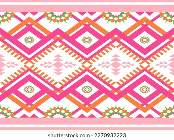 Ethnic pattern designs, ethnic pattern graphics, geometric shapes and flowers are used for weaving ,rug, wallpaper, clothing, wrap, batik, fabric, embroidery style illustration, Ethnic abstract ikat 