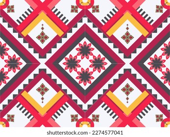 Ethnic pattern designs, ethnic pattern graphics, geometric shapes and flowers are used for weaving ,rug, wallpaper, clothing, wrap, batik, fabric, embroidery style illustration, Ethnic abstract ikat