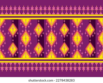 Ethnic pattern designs, ethnic pattern graphics, geometric shapes and flowers are used for weaving ,rug, wallpaper, clothing, wrap, batik, fabric, embroidery style illustration, Ethnic abstract ikat