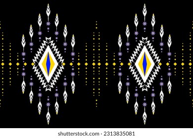 Ethnic pattern designs, ethnic pattern graphics, geometric shapes and flowers are used for weaving ,rug, wallpaper, clothing, wrap, batik, fabric, embroidery style illustration, Ethnic abstract ikat