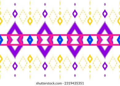 Ethnic pattern designs, ethnic pattern graphics, geometric shapes and flowers are used for weaving ,rug, wallpaper, clothing, wrap, batik, fabric, embroidery style illustration, Ethnic abstract ikat