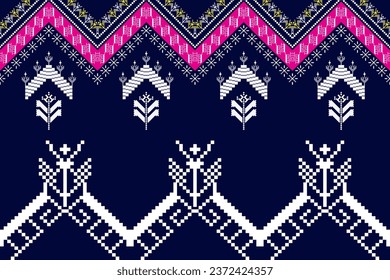 Ethnische Muster-Designs, ethnische Muster-Grafiken, geometrische Formen und Blumen werden zum Weben, Teppich, Tapeten, Kleidung, Wrap, Batik, Stoff, Stickereien, Illustration, ethnisch abstrakte Pixel verwendet 