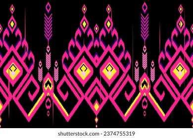 Ethnic pattern designs, ethnic pattern graphics, geometric shapes and flowers are used for weaving ,rug,clothing, wrap, batik, fabric, embroidery style illustration, Ethnic abstract ikat style
