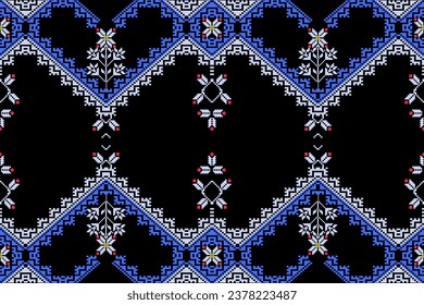 Ethnic pattern designs, ethnic pattern graphics, geometric shapes and flowers are used for weaving ,rug,clothing, wrap, batik, fabric, embroidery style illustration, Ethnic abstract pixel art style