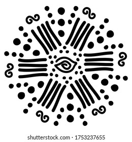 Ethnic pattern . Doodle art design elements. Ancient tribal symbols. Ritual screen printing of African peoples and tribes