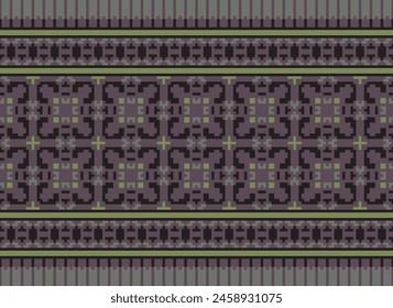 Ethnic pattern. Embroidery. Cross Stitch. Pixel. Geometric . Traditional. Design for clothing, fabric, background, wallpaper, wrapping, Knitwear. Vector.