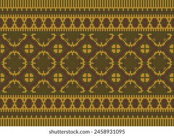 Ethnic pattern. Embroidery. Cross Stitch. Pixel. Geometric . Traditional. Design for clothing, fabric, background, wallpaper, wrapping, Knitwear. Vector.