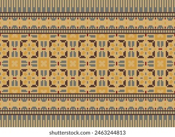 Patrón étnico. Bordado. Punto de cruz. Píxel. Geométrico . Tradicional. Diseño para prendas de vestir, tela, fondo, Fondo de pantalla, envoltura, trajes de punto. Vector.