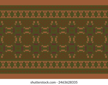 Ethnic pattern. Embroidery. Cross Stitch. Pixel. Geometric . Traditional. Design for clothing, fabric, background, wallpaper, wrapping, Knitwear. Vector.