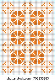 Ethnic pattern for embroidery stitch in red. Pattern template.