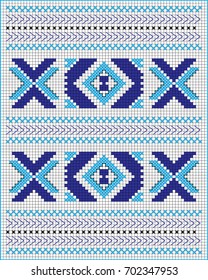 Ethnic pattern for embroidery stitch in red. Pattern template.