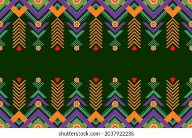Ethnic pattern floral seamless traditional Design for background,carpet,wallpaper,clothing,wrapping,Batik,fabric,Vector illustration embroidery style.
