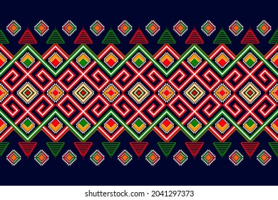 Ethnic pattern floral seamless traditional. Use geometric shapes.  Design for background,carpet,wallpaper,clothing,wrapping,Batik,fabric,Vector illustration embroidery style.