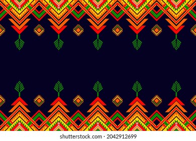 Ethnic pattern floral seamless traditional. Use geometric shapes.  Design for background,carpet,wallpaper,clothing,wrapping,Batik,fabric,Vector illustration embroidery style.