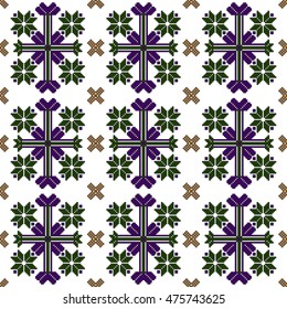 ethnic pattern in the form of a mosaic pixel. scheme for embroidery. vector illustration. boho art for printing